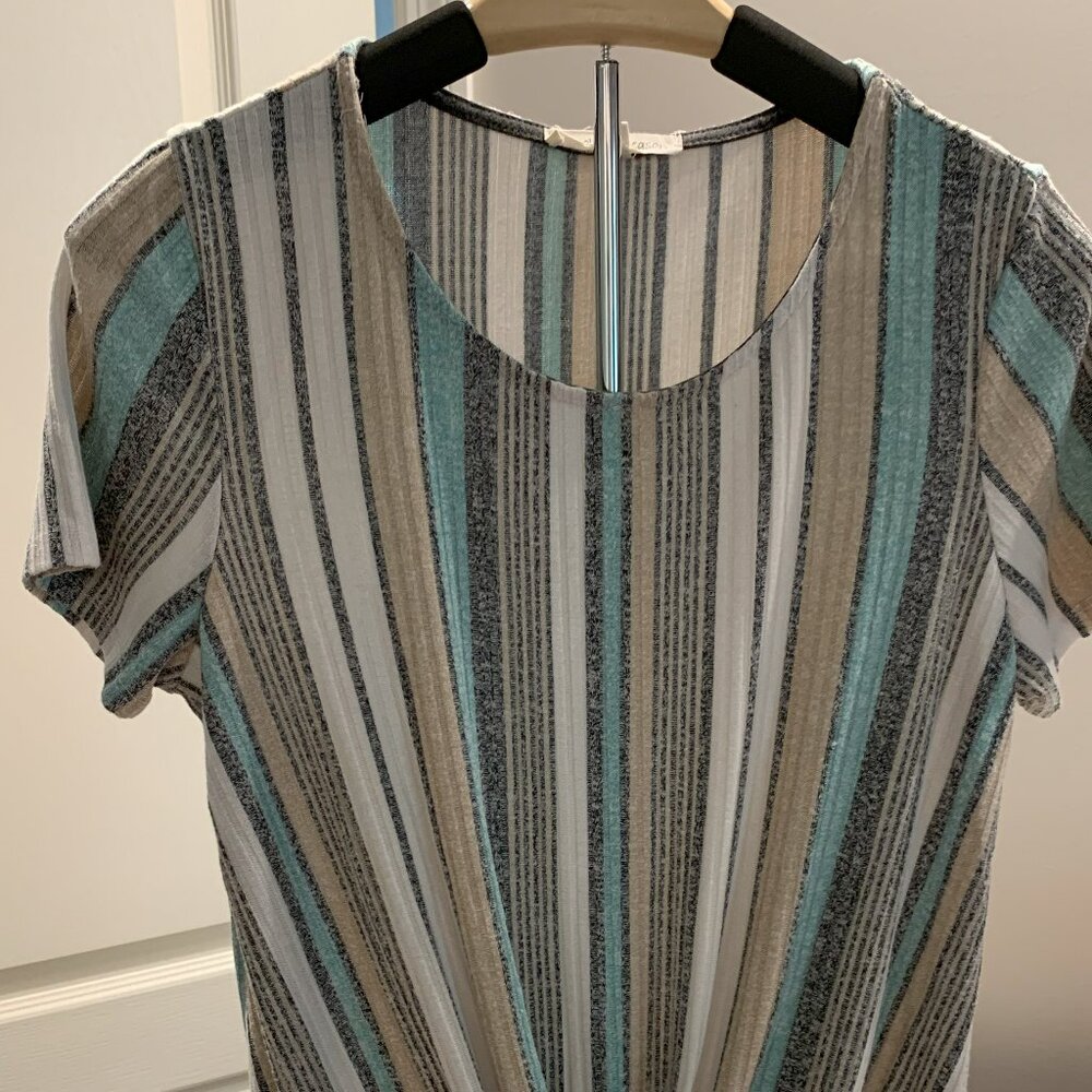 Another Reason Striped Twist Front Top